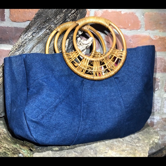 NEW Blue Jean Boho Tote w/ Double Ring Handles - Picture 8 of 9
